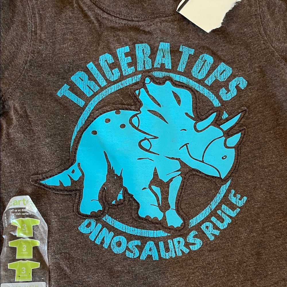 Dinosaur Shirt Boys 3 Months Brown Blue New